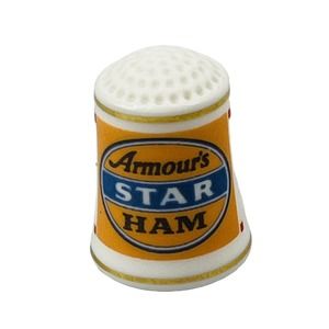 Vintage Franklin Mint Armour's‎ Star Ham Thimble Country Store Porcelain 1980